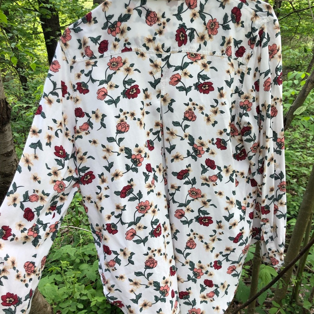 Velvet heart button down floral blouse